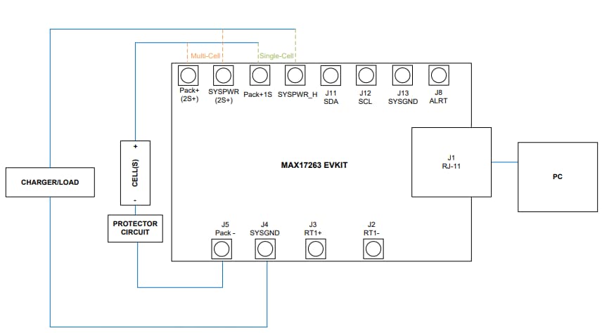Application Circuit Diagram - Analog Devices / Maxim Integrated MAX17263GEVKIT Evaluation Kit